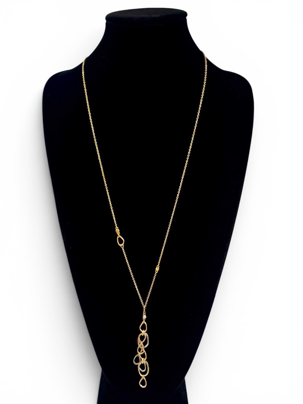LOFT Tri-Tone Gold Silver Rose Gold Lariat Necklace NWT